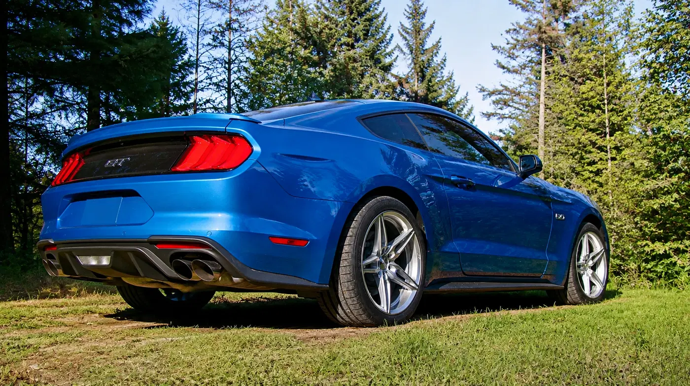 AI-generated view of a 2019 Ford Mustang GT 401A with Ace AAF-01 wheels