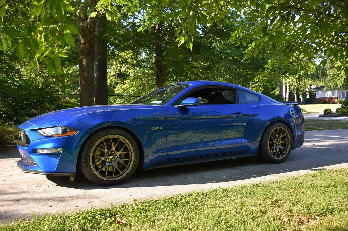 AI-generated view of a 2018 Ford Mustang GT with Apex EC-7 wheels