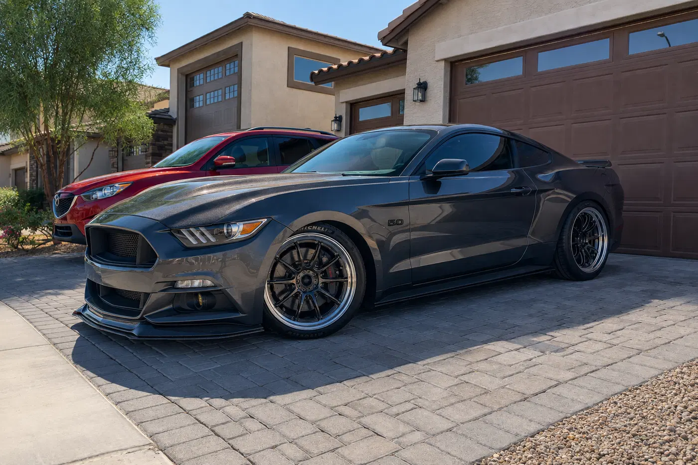 AI-generated view of a 2016 Ford Mustang GT PP with WORK ZR10 2Piece wheels