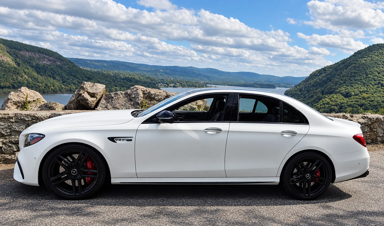 AI-generated view of a 2019 Mercedes-Benz E63 S AMG with HRE N/A wheels