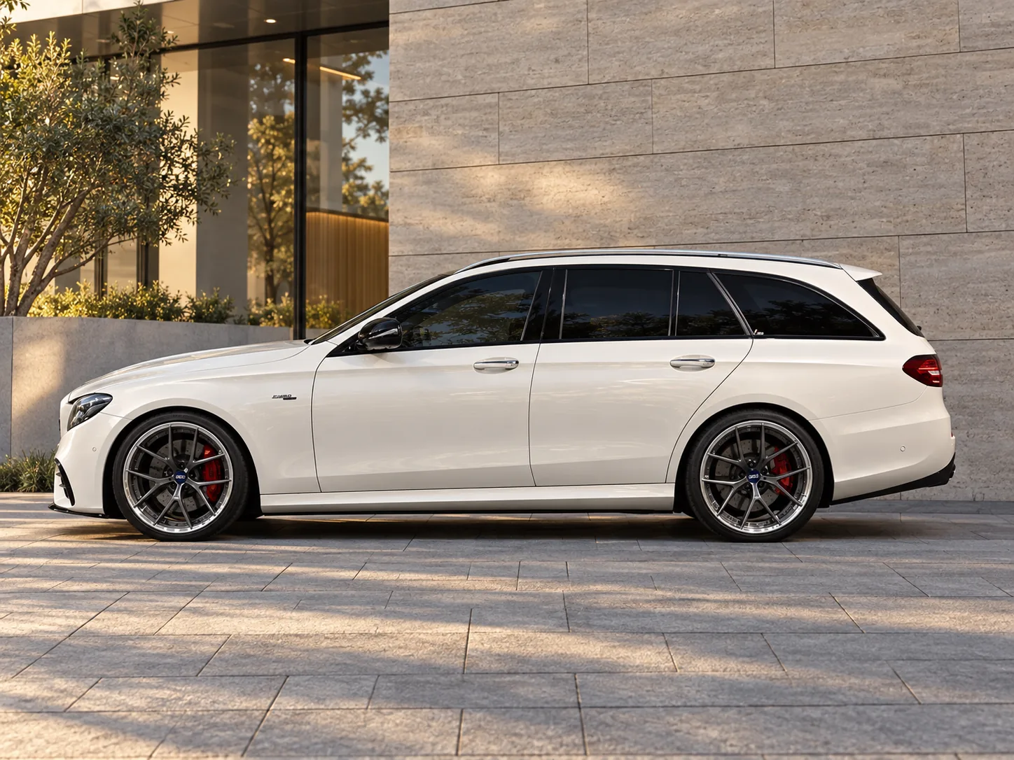 AI-generated view of a 2019 Mercedes-Benz E53 AMG Estate with BBS RIS wheels
