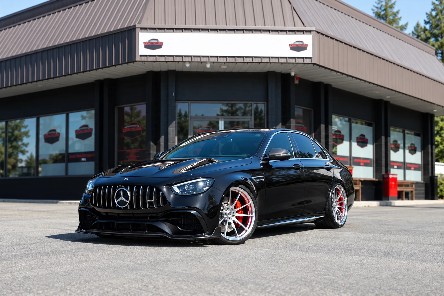 AI-generated view of a 2021 Mercedes-Benz E63 S Sedan 4MATIC+ with NLW Forged N/A wheels