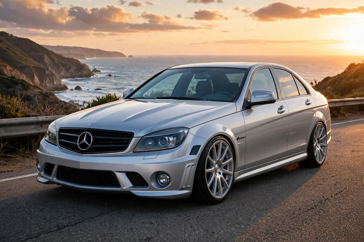 AI-generated view of a 2009 Mercedes-Benz C63 AMG with Kleemann MS-11 wheels