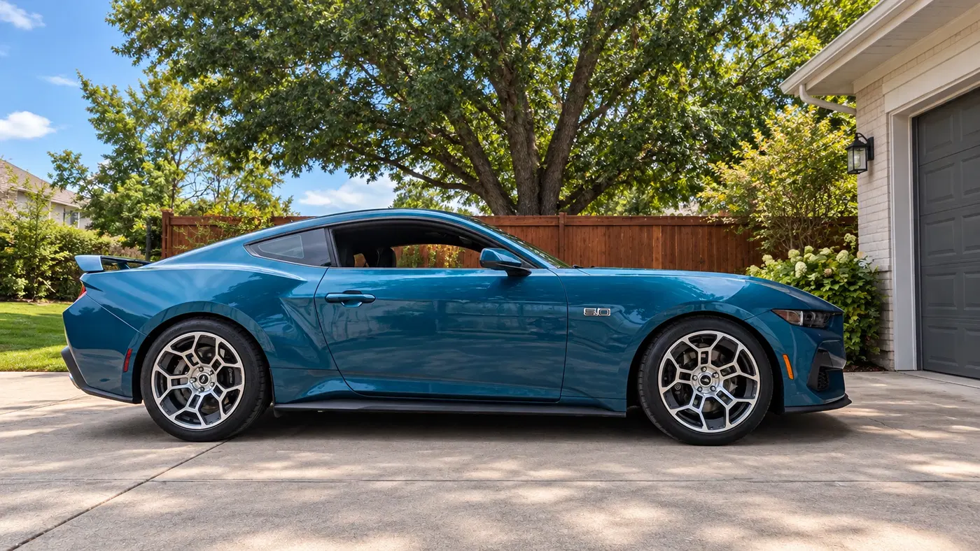 AI-generated view of a 2026 Ford Mustang GT Premium Performance Package with Factory Reproductions GTD Replica wheels
