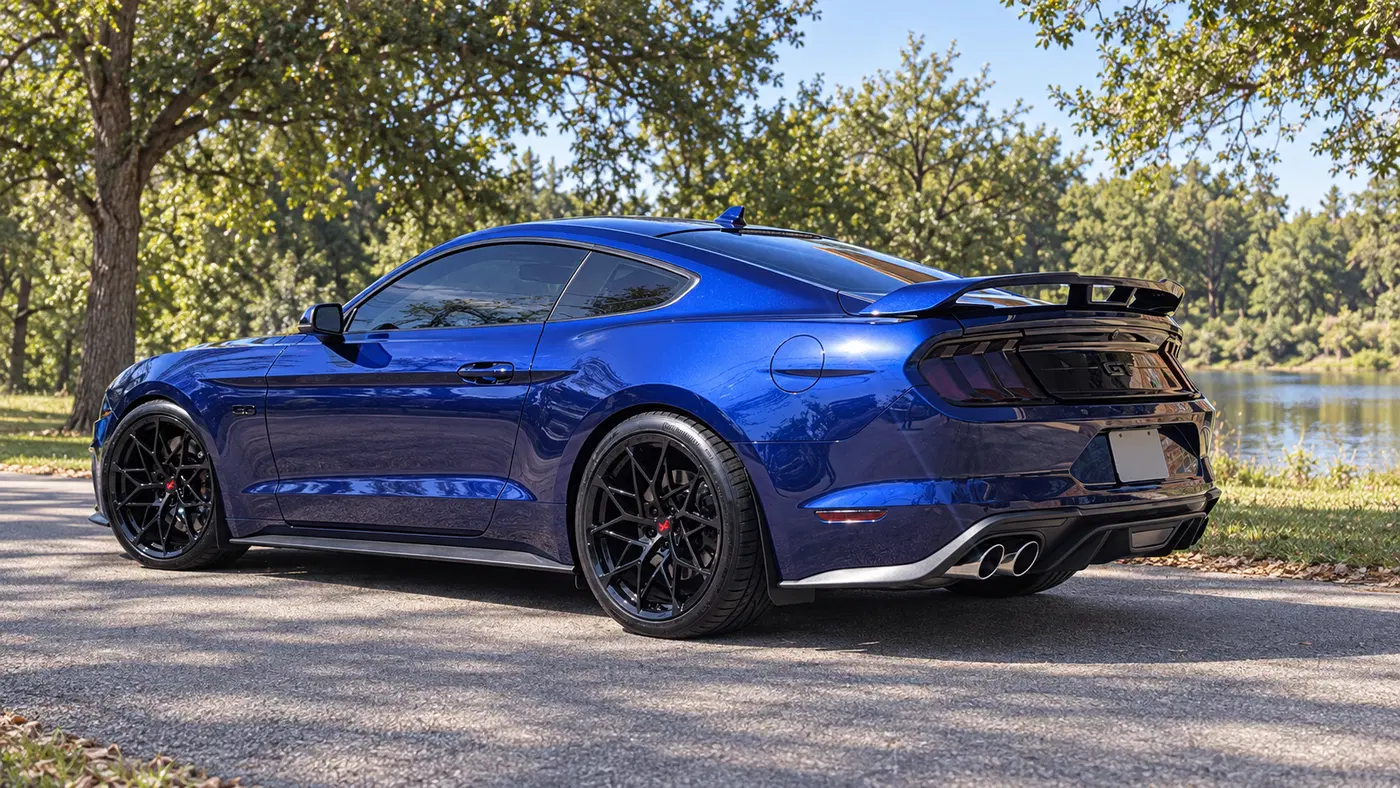 AI-generated view of a 2020 Ford Mustang GT PP1 with Modern Muscle M1R Forged wheels