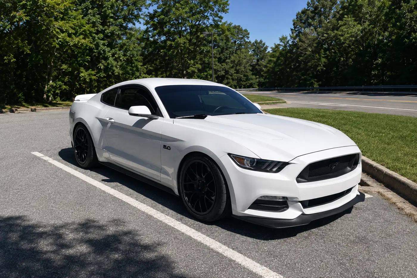 AI-generated view of a 2015 Ford Mustang GT with Apex EC-7 wheels