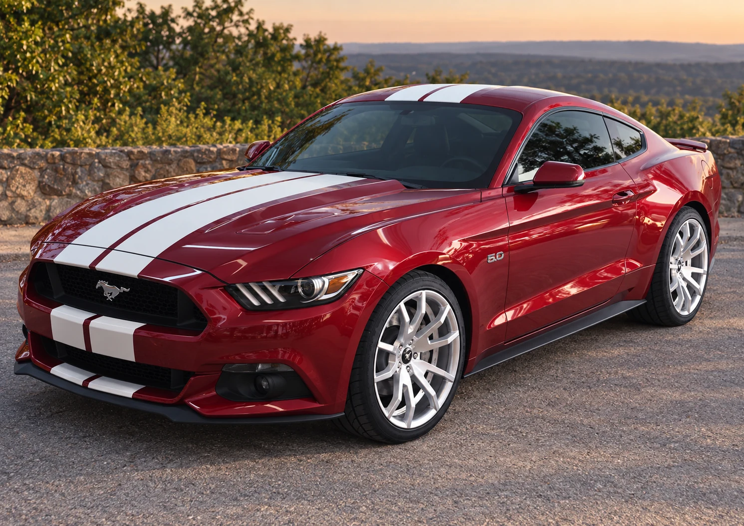 AI-generated view of a 2015 Ford Mustang GT Premium with Outlaw N/A wheels