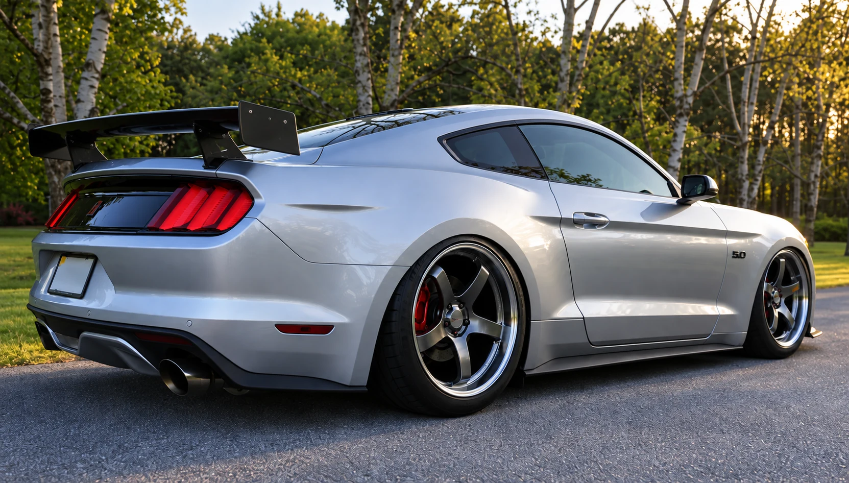 AI-generated view of a 2016 Ford Mustang GT Premium Performance Pack with Advan GT wheels