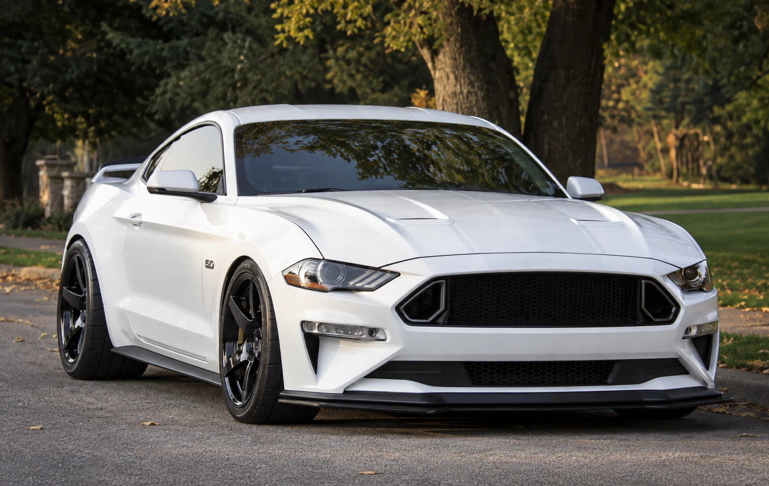 AI-generated view of a 2019 Ford Mustang GT Performance Pack with SVE R355 wheels