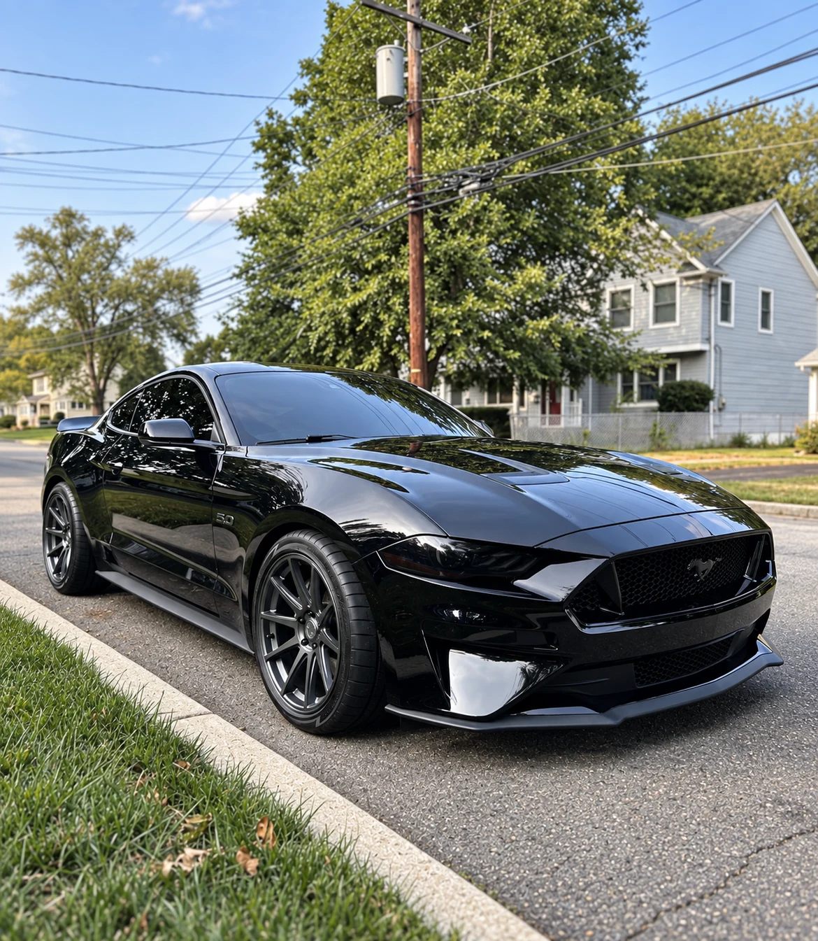 AI-generated view of a 2021 Ford Mustang GT with Shelby SB203 wheels
