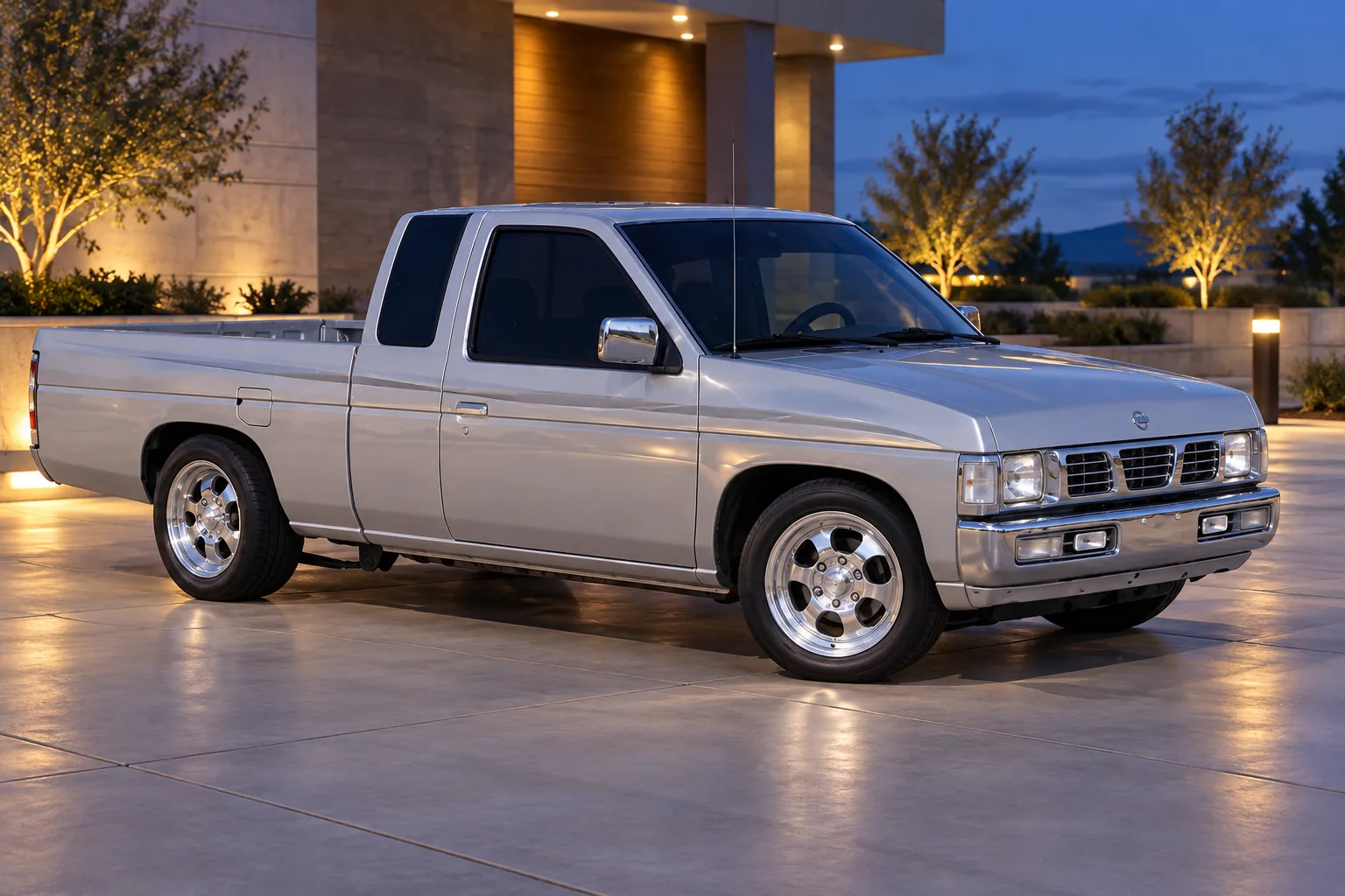 AI-generated view of a 1997 Nissan D21 Hardbody with Centerline 902 Horizon wheels