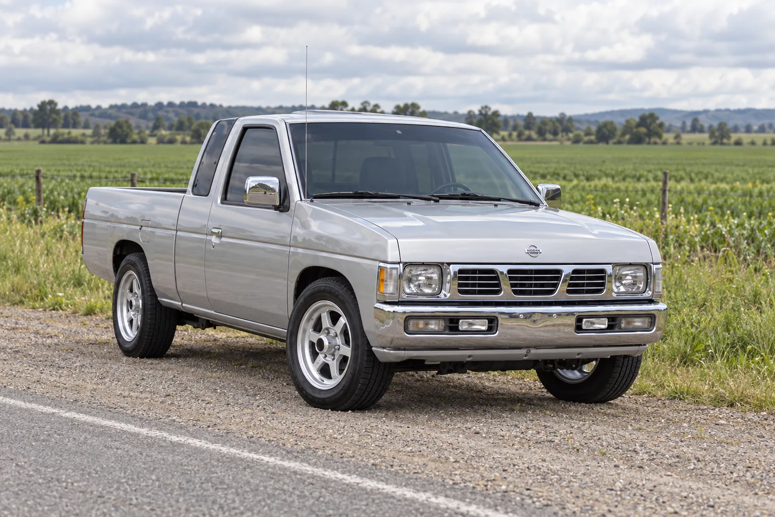 AI-generated view of a 1997 Nissan D21 Hardbody with Volk Racing TE37 Nismo wheels