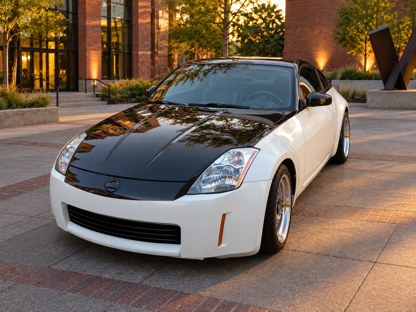 AI-generated view of a 2003 Nissan 350Z Touring with BBS RS-GT wheels