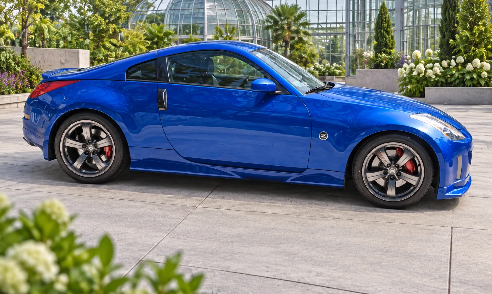 AI-generated view of a 2003 Nissan 350Z with NISMO N/A wheels