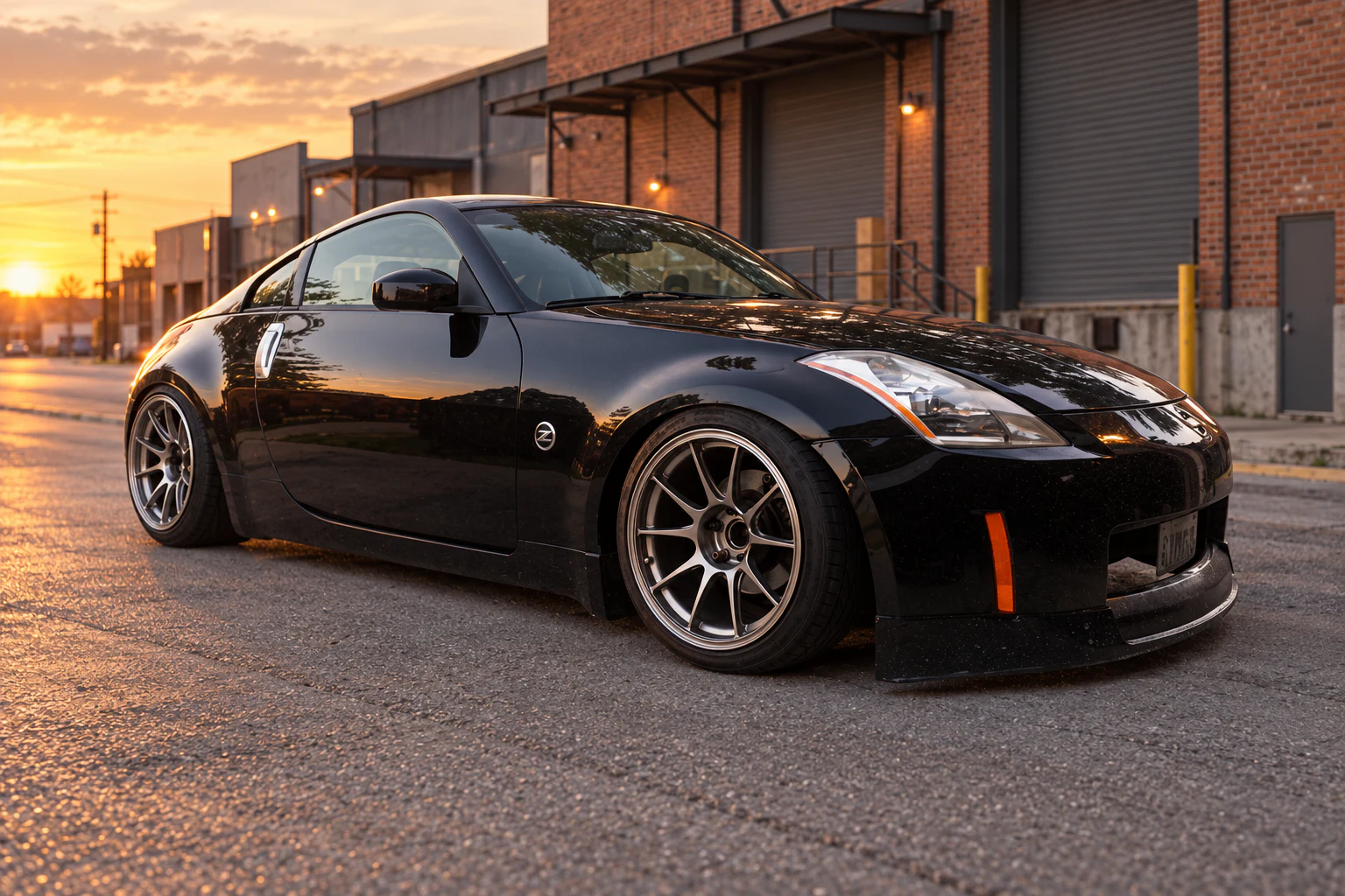 AI-generated view of a 2003 Nissan 350Z Touring with WedsSport TC105N wheels