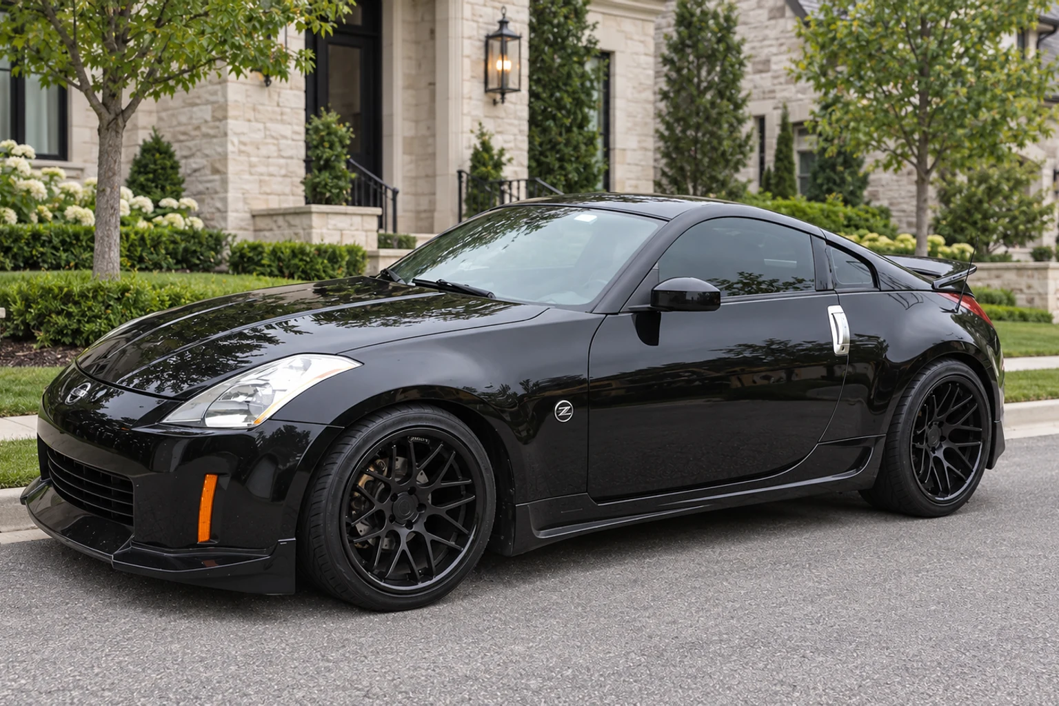 AI-generated view of a 2003 Nissan 350Z Touring with Vertini Magic wheels