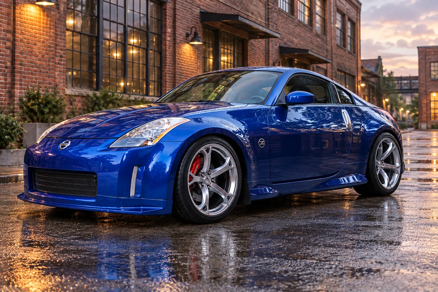 AI-generated view of a 2003 Nissan 350Z with Nissan 370Z Nismo OEM wheels