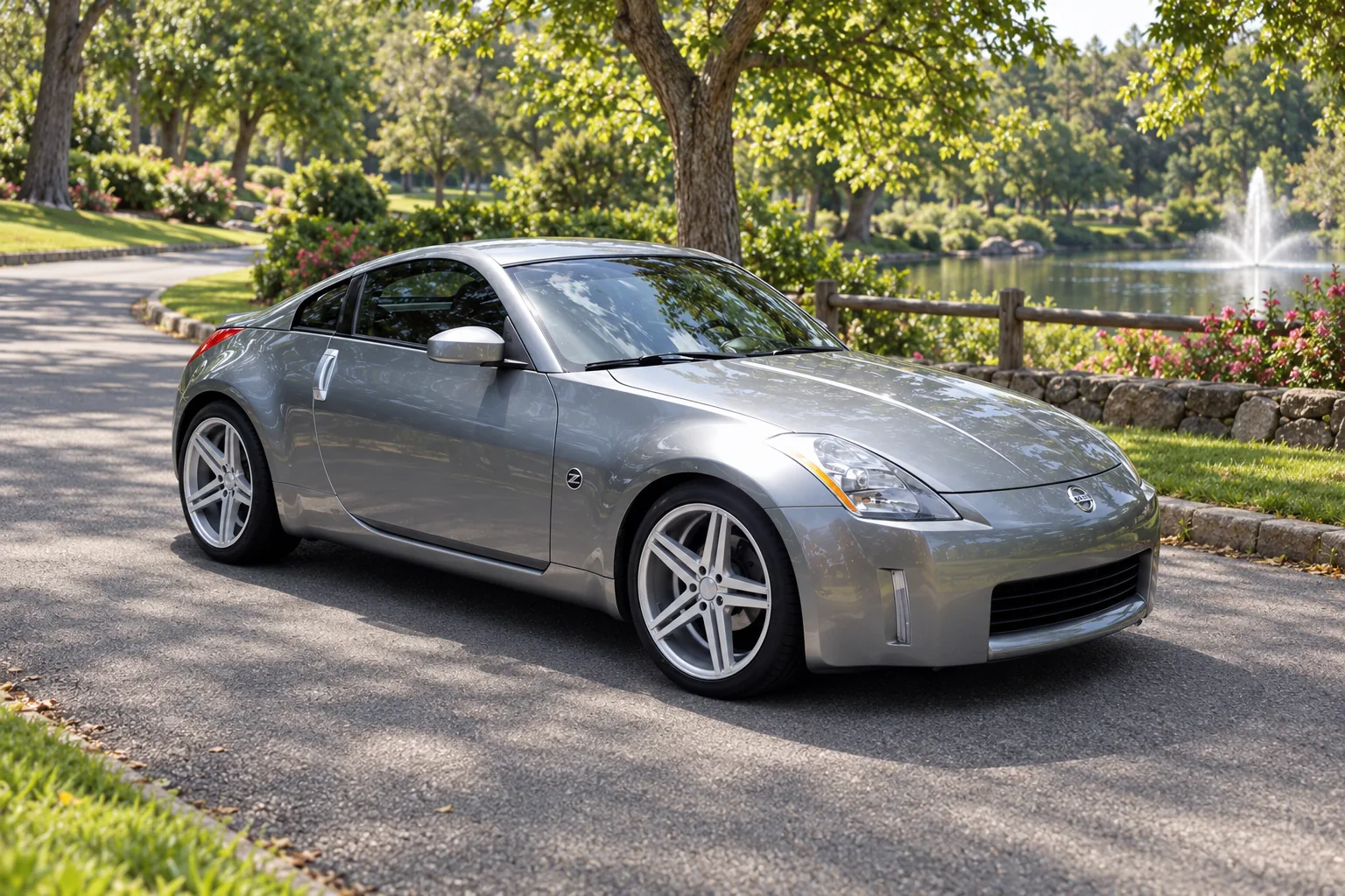 AI-generated view of a 2004 Nissan 350Z Base with Verde Parallax wheels