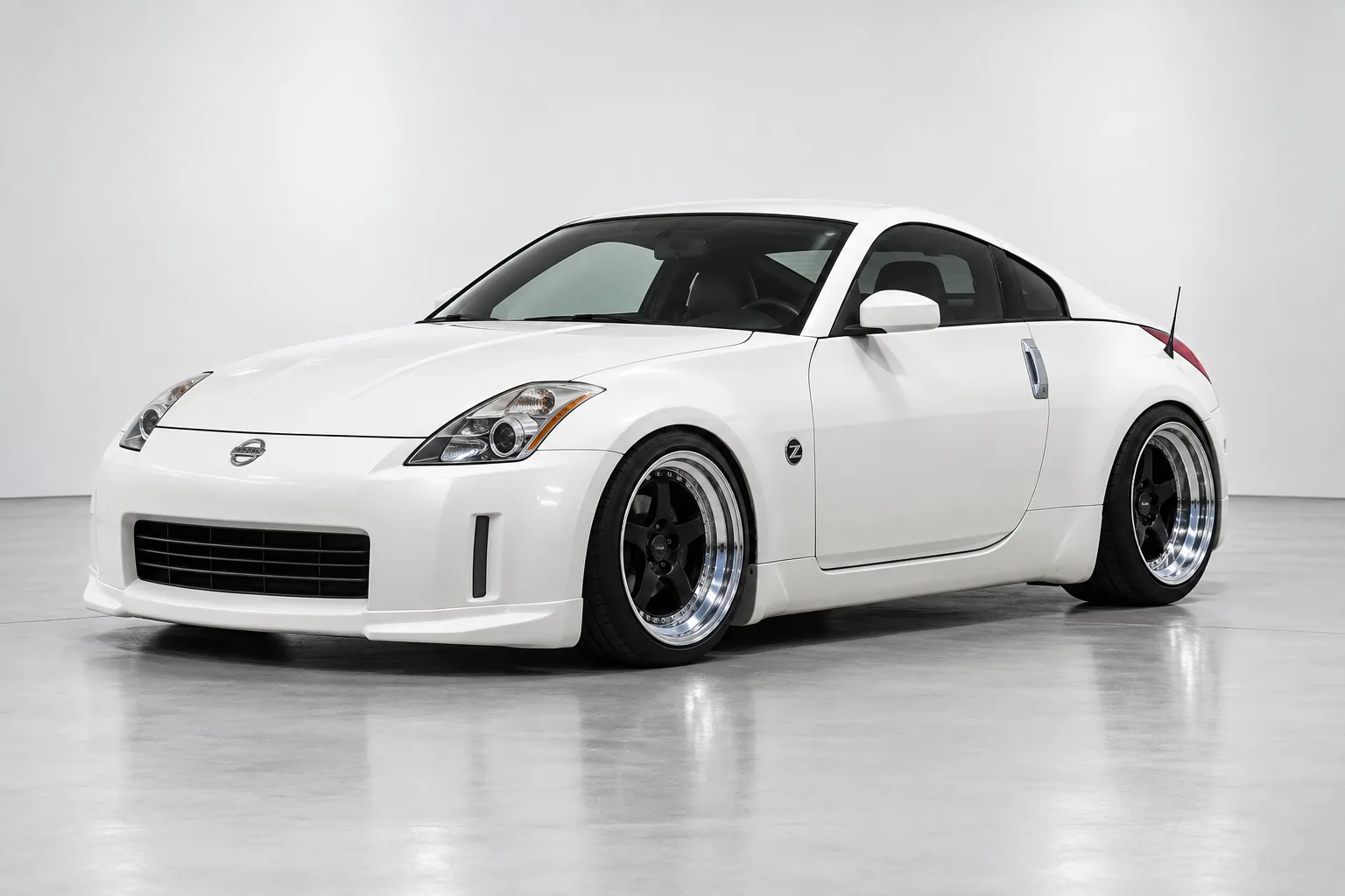 AI-generated view of a 2004 Nissan 350Z with Work Meister S1 3-piece wheels
