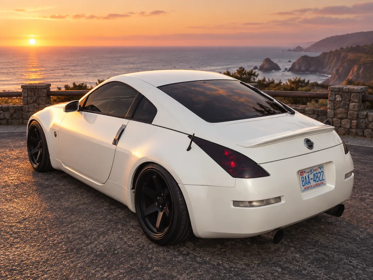 AI-generated view of a 2004 Nissan 350Z Enthusiast with Varrstoen N/A wheels