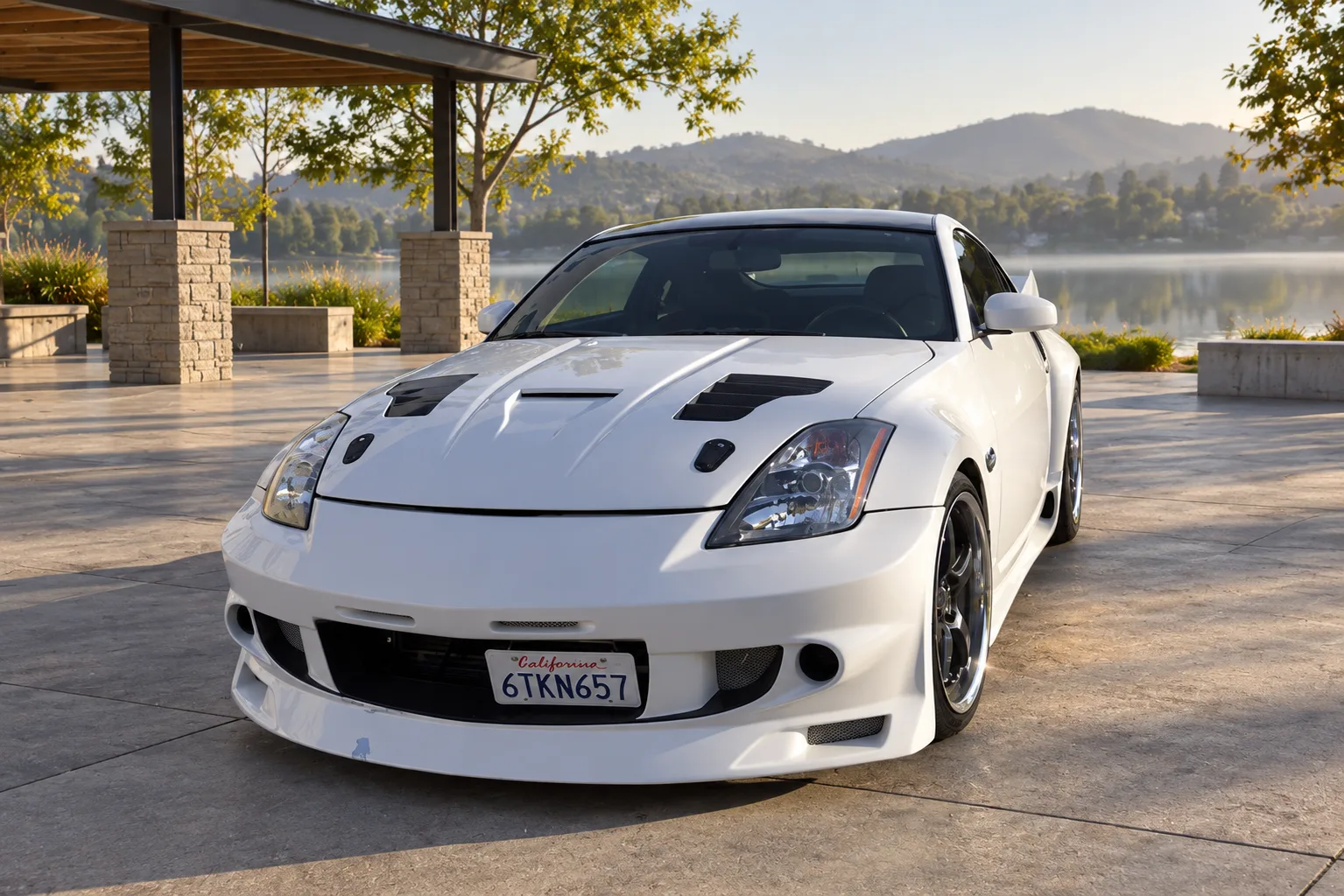 AI-generated view of a 2004 Nissan 350Z with Volk GTS wheels