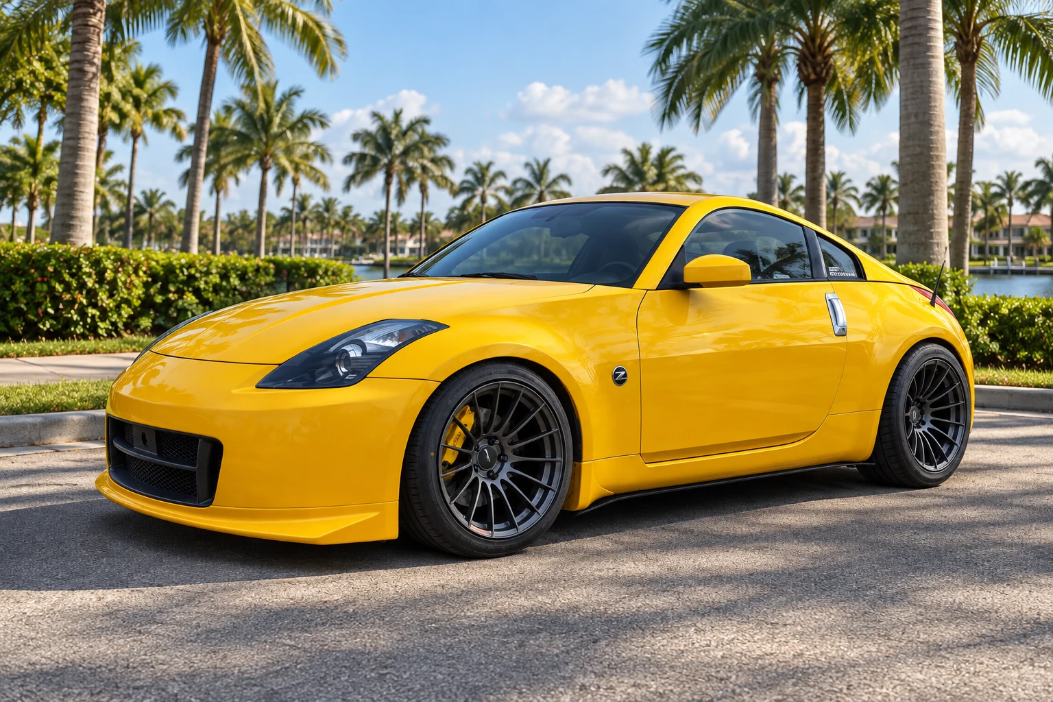 AI-generated view of a 2005 Nissan 350Z 35th Anniversary with Enkei RS05RR wheels
