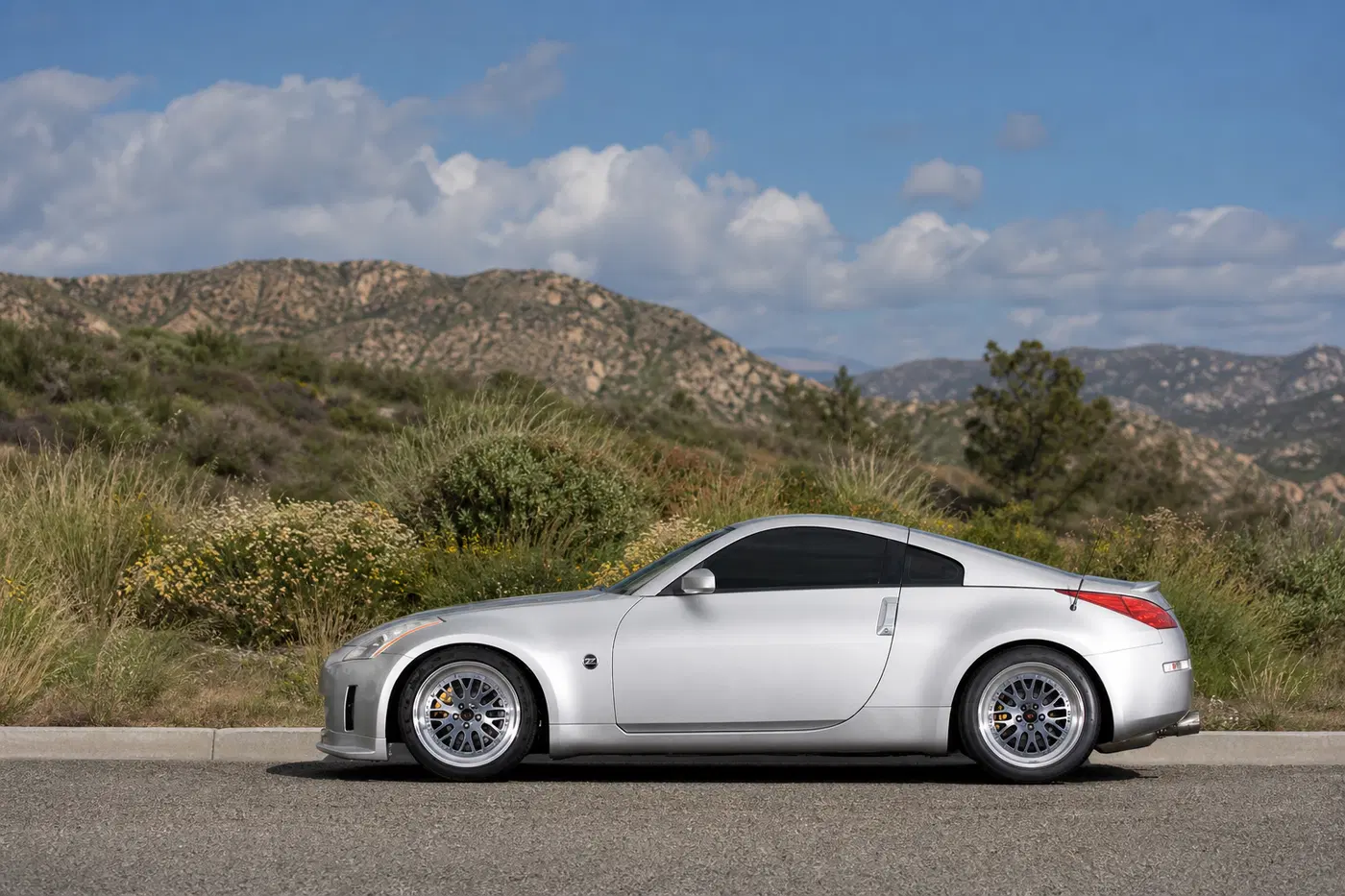AI-generated view of a 2005 Nissan 350Z Track with CCW Classics wheels