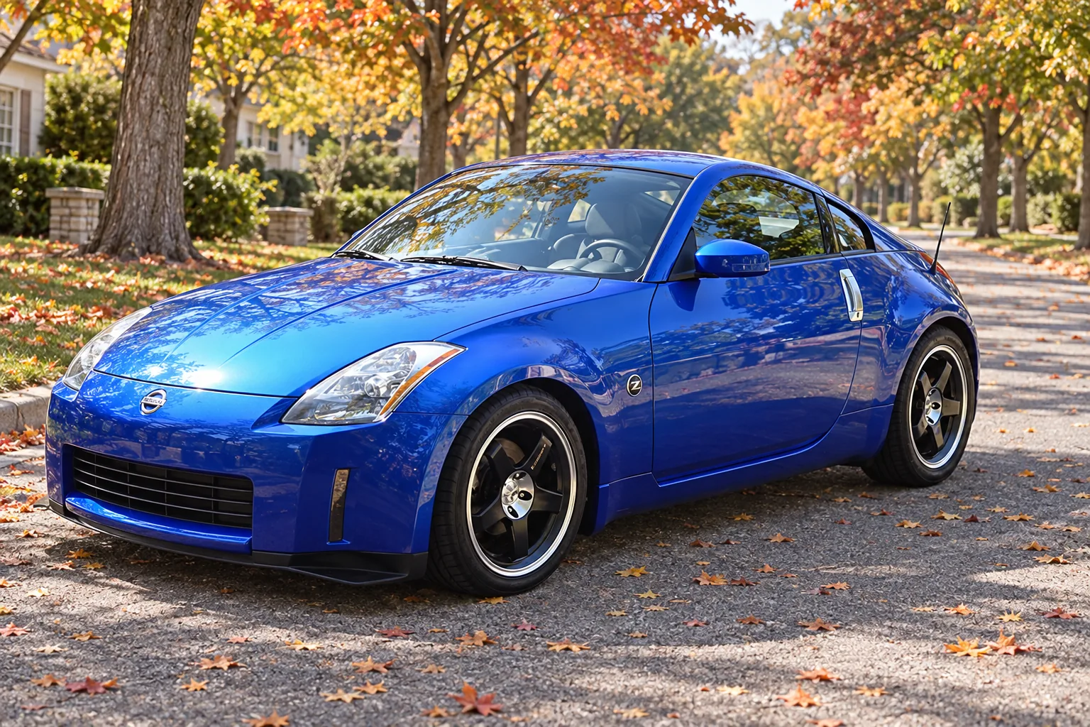 AI-generated view of a 2005 Nissan 350Z with Kazera KZ-A wheels