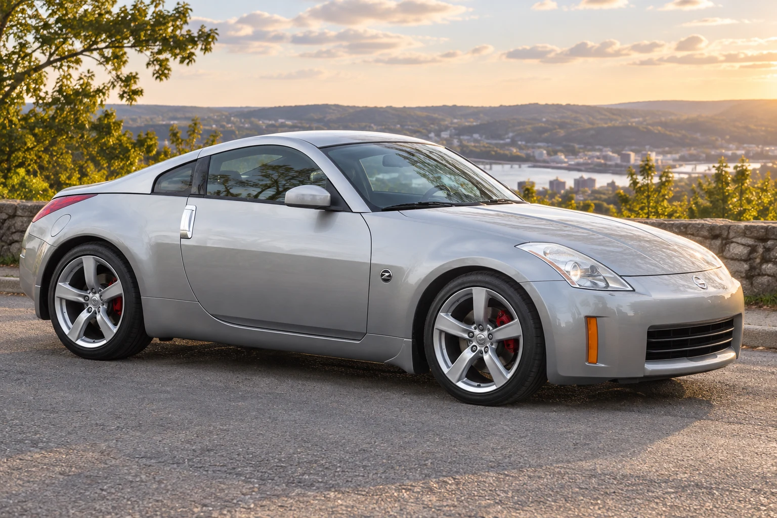 AI-generated view of a 2005 Nissan 350Z Touring with Nissan 370Z OEM 18-inch wheels