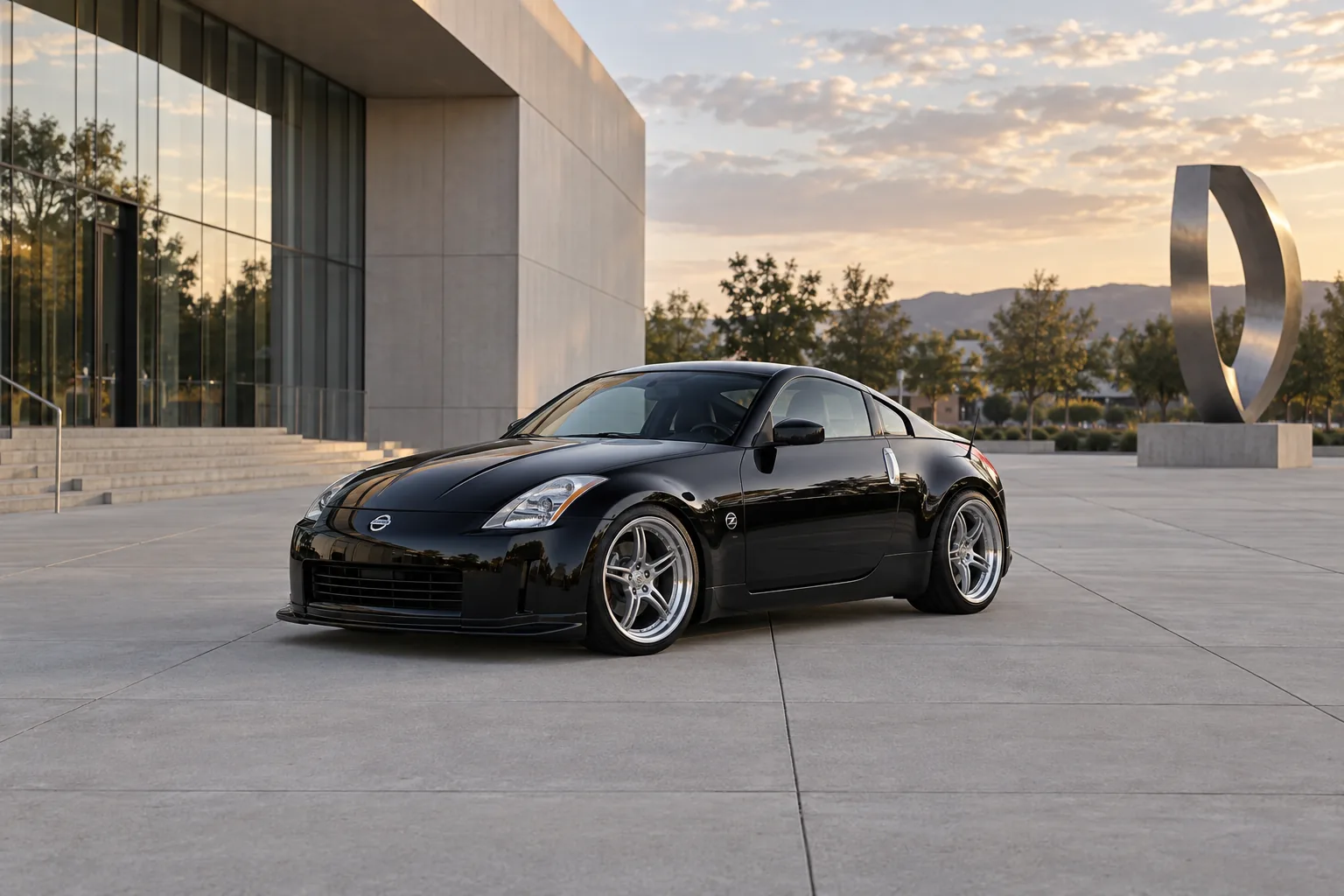AI-generated view of a 2006 Nissan 350Z Touring with Advan RS-D wheels