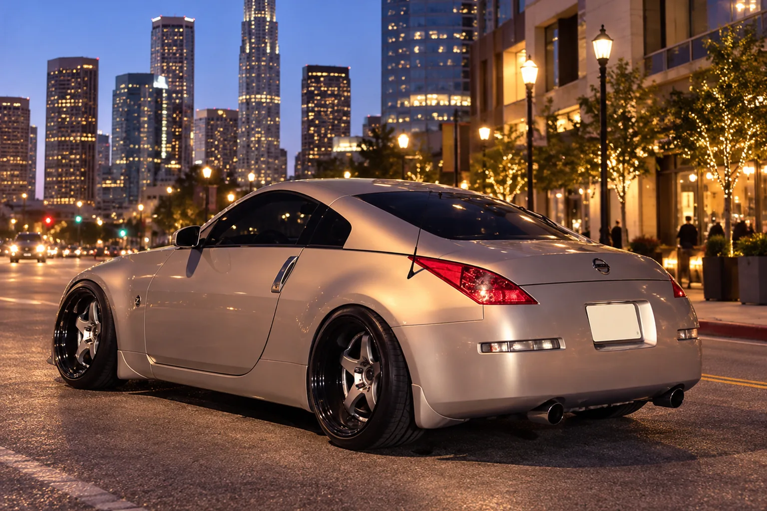AI-generated view of a 2006 Nissan 350Z Base with Work Meister S1R wheels