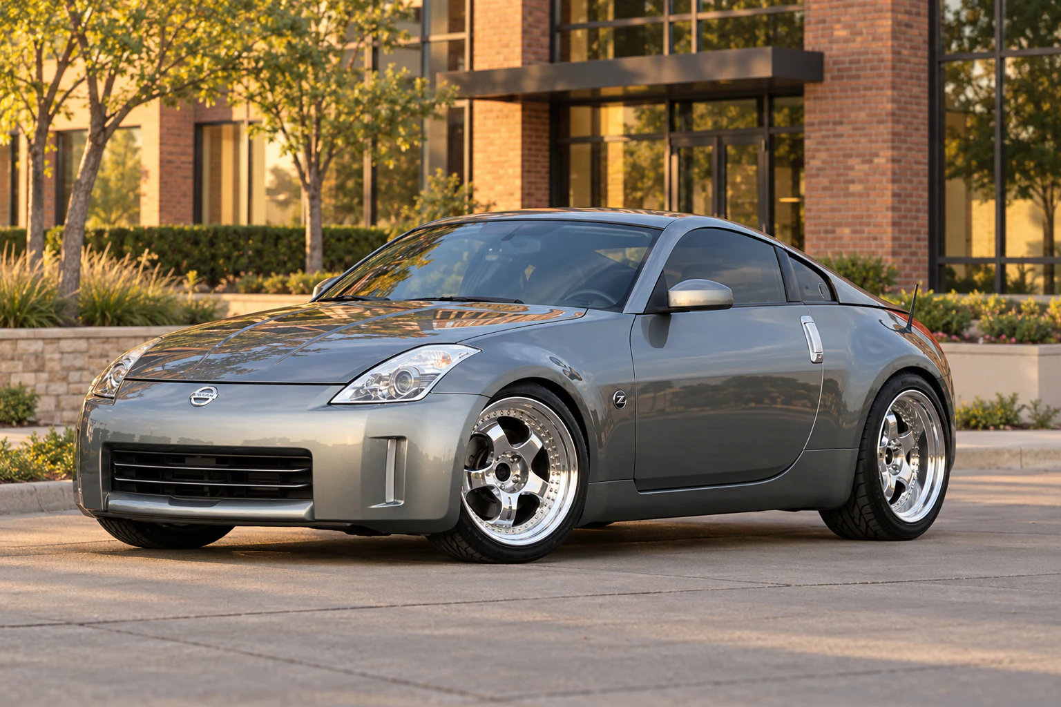 AI-generated view of a 2006 Nissan 350Z with Work Meister S1 3P wheels