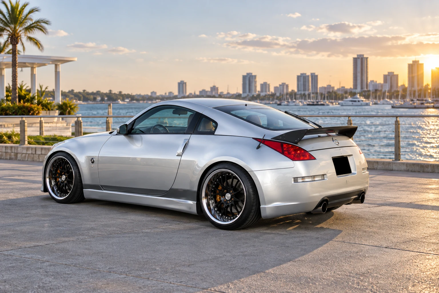 AI-generated view of a 2007 Nissan 350Z with Work VS-KF wheels