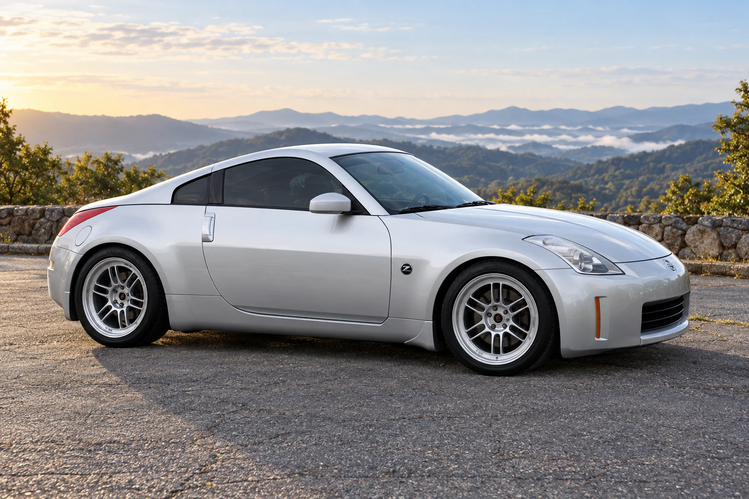 AI-generated view of 2007 Nissan 350Z on Enkei RPF1
