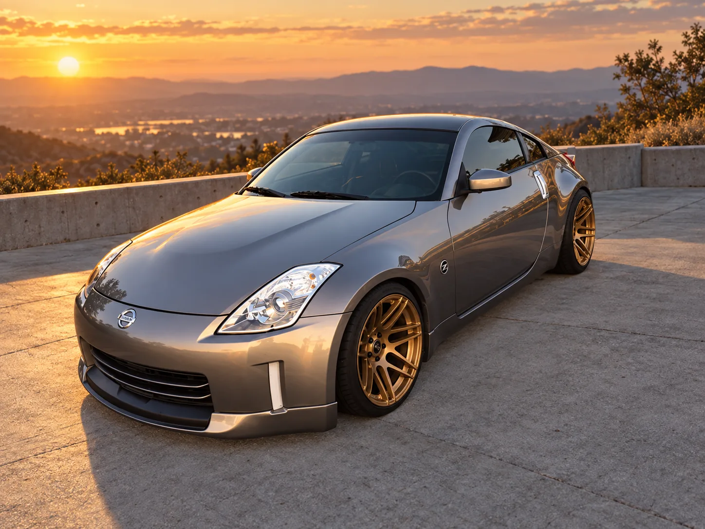 AI-generated view of a 2007 Nissan 350Z Enthusiast with Forgestar F14 wheels