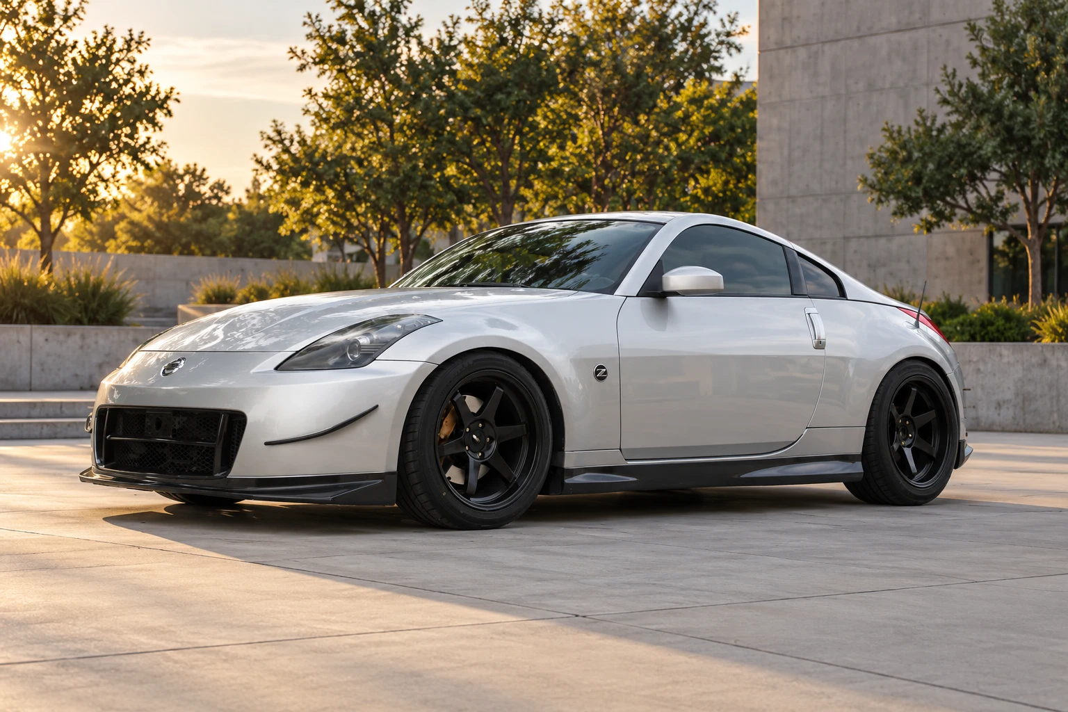 AI-generated view of a 2008 Nissan 350Z Base with Miro 398 wheels
