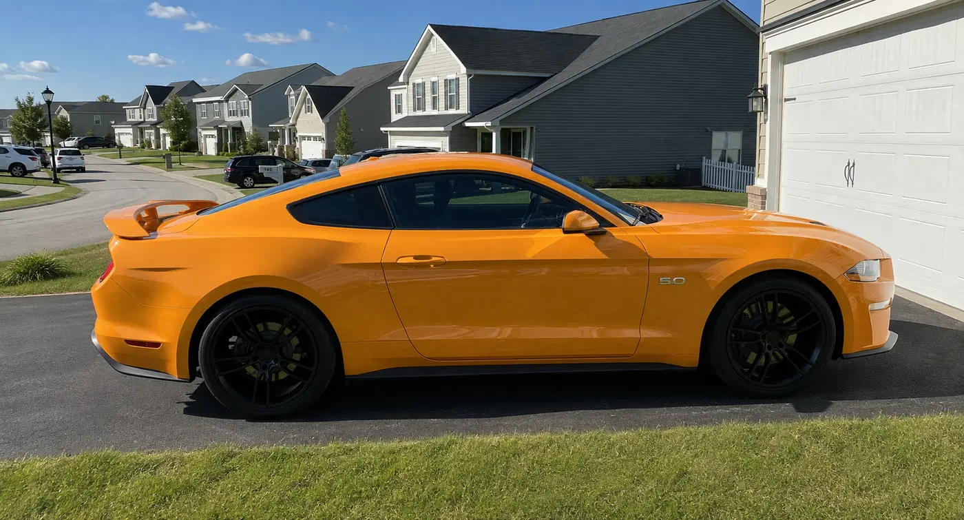 AI-generated view of a 2019 Ford Mustang GT PP1 with MRR 600 wheels
