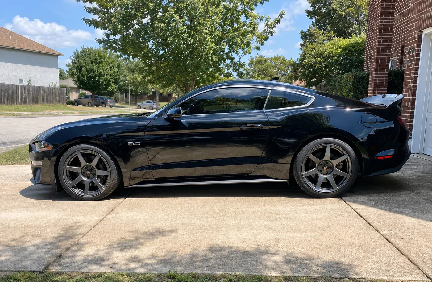 AI-generated view of a 2020 Ford Mustang GT with SVE R350 wheels