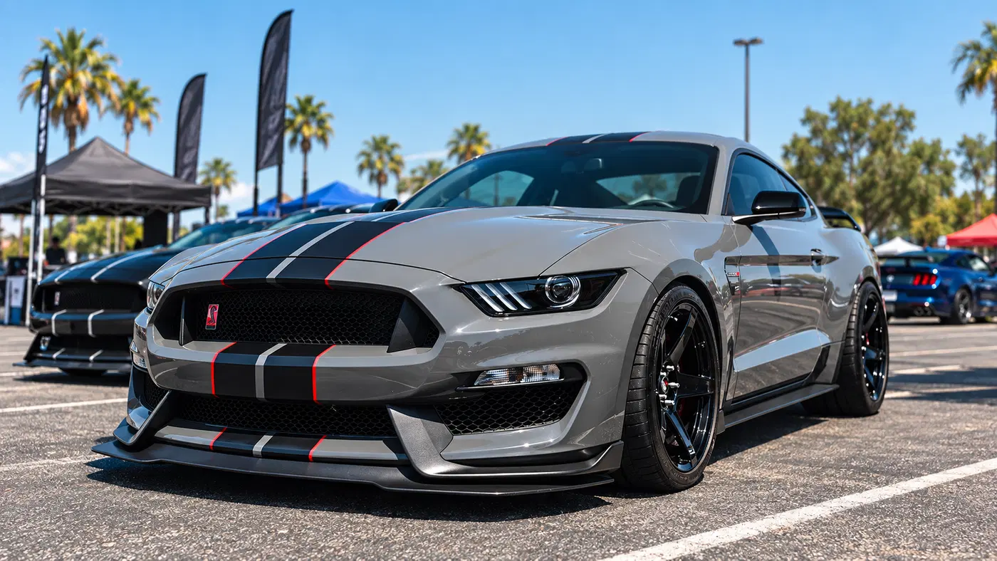 AI-generated view of a 2020 Ford Shelby GT350R with Project 6GR Five wheels