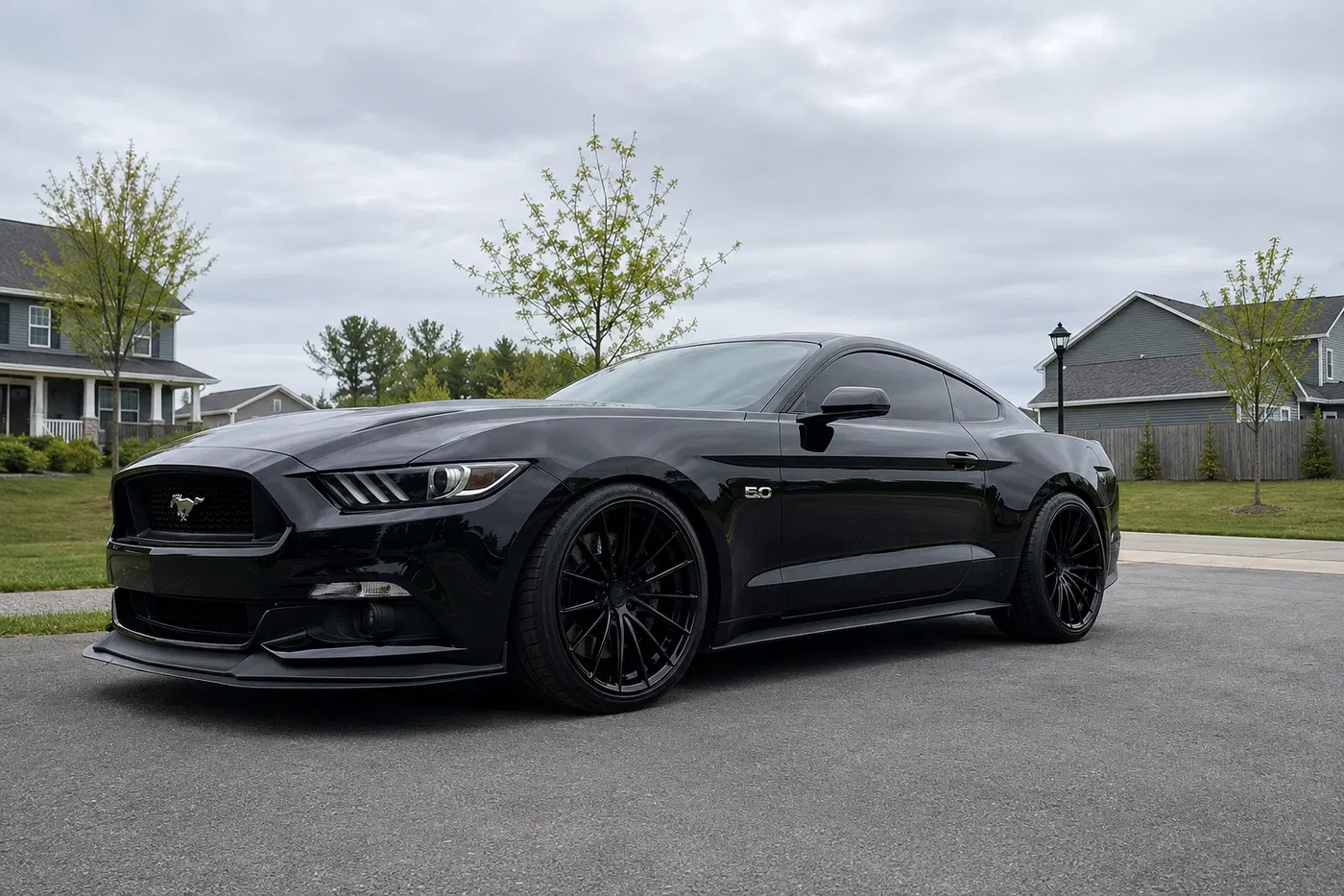 AI-generated view of a 2016 Ford Mustang GT PP 6MT with MRR FS02 wheels