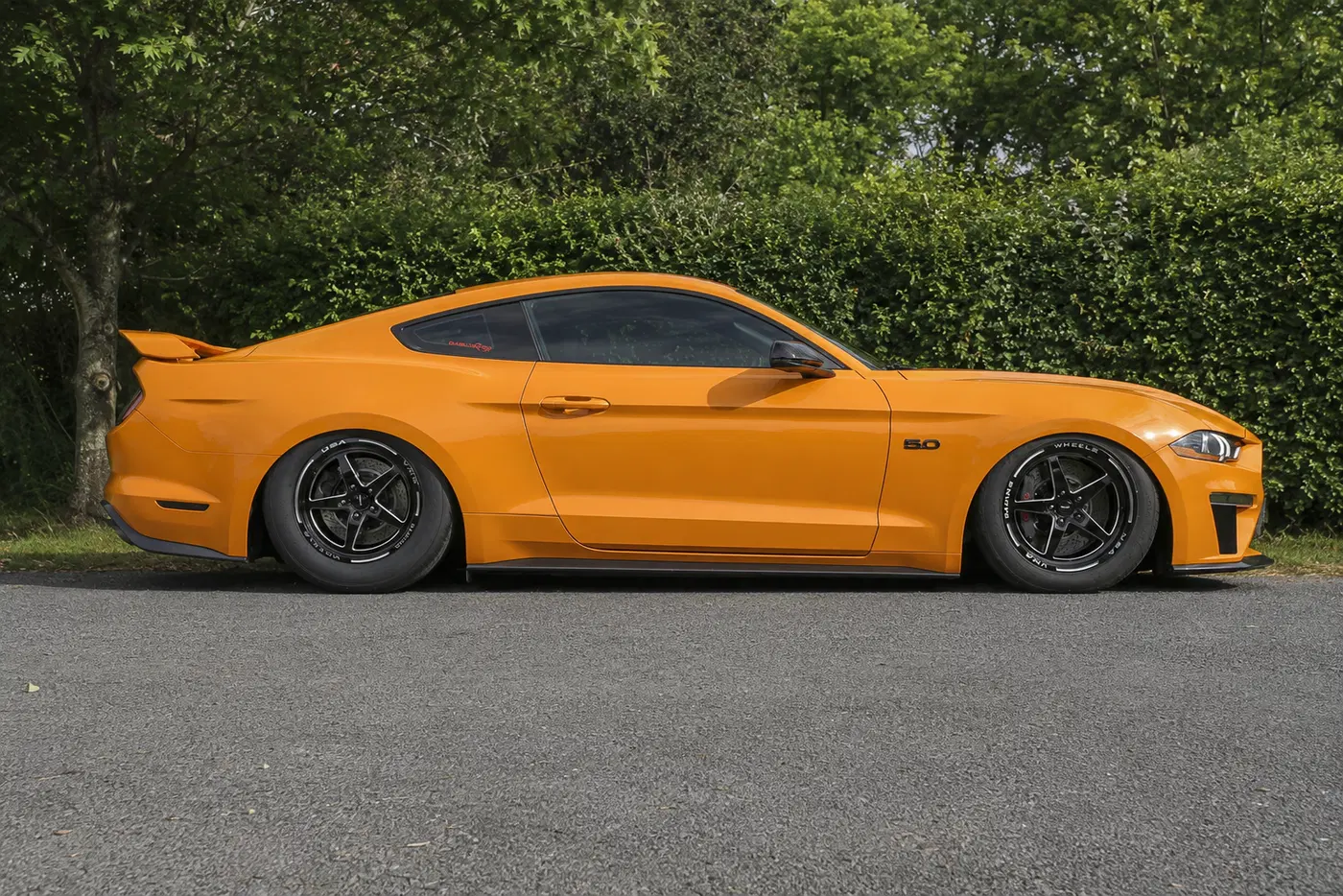 AI-generated view of a 2018 Ford Mustang GT Premium PP1 with VMS Racing V-Star wheels