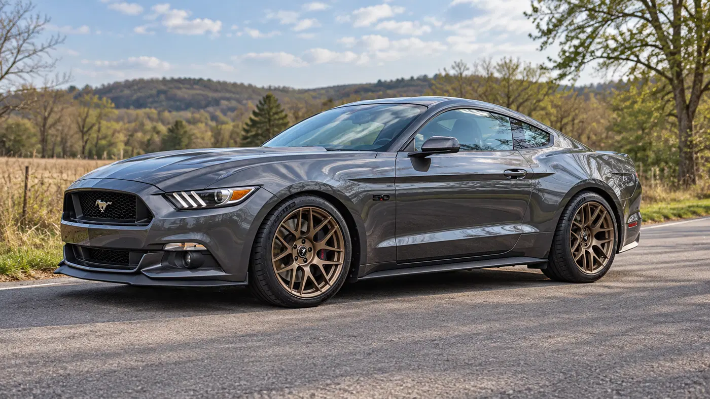 AI-generated view of a 2017 Ford Mustang GT PP with SVE R357 wheels