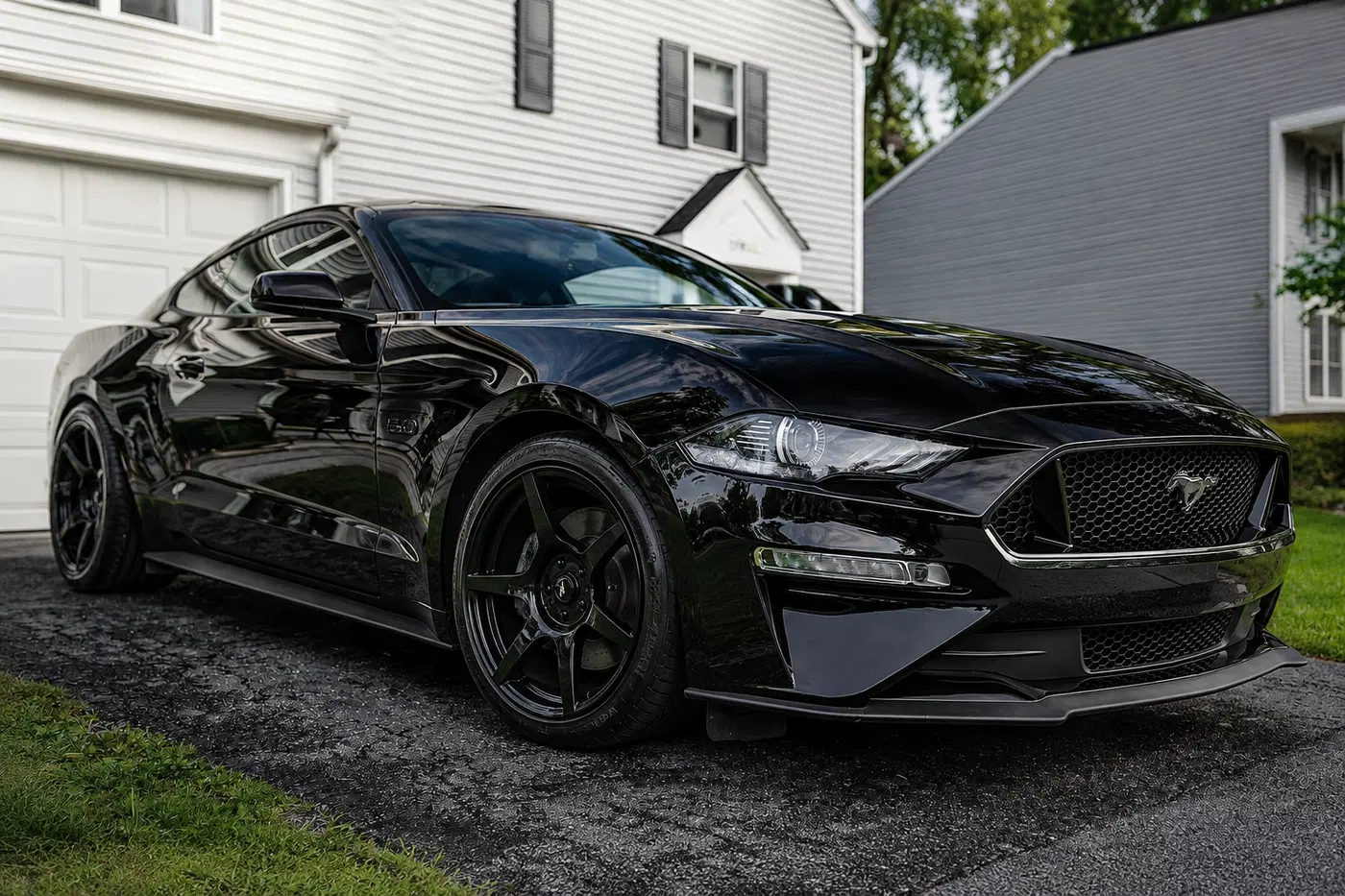 AI-generated view of a 2021 Ford Mustang GT with SVE R350 wheels