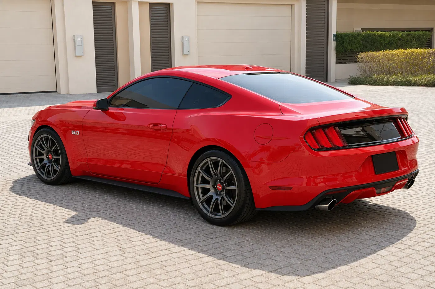 AI-generated view of a 2015 Ford Mustang GT Performance Pack 401A Premium with Apex SM10 wheels