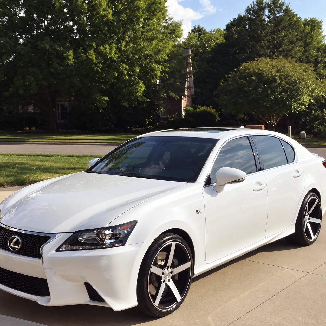 AI-generated view of a 2013 Lexus GS350 F Sport with Vossen CV3 wheels