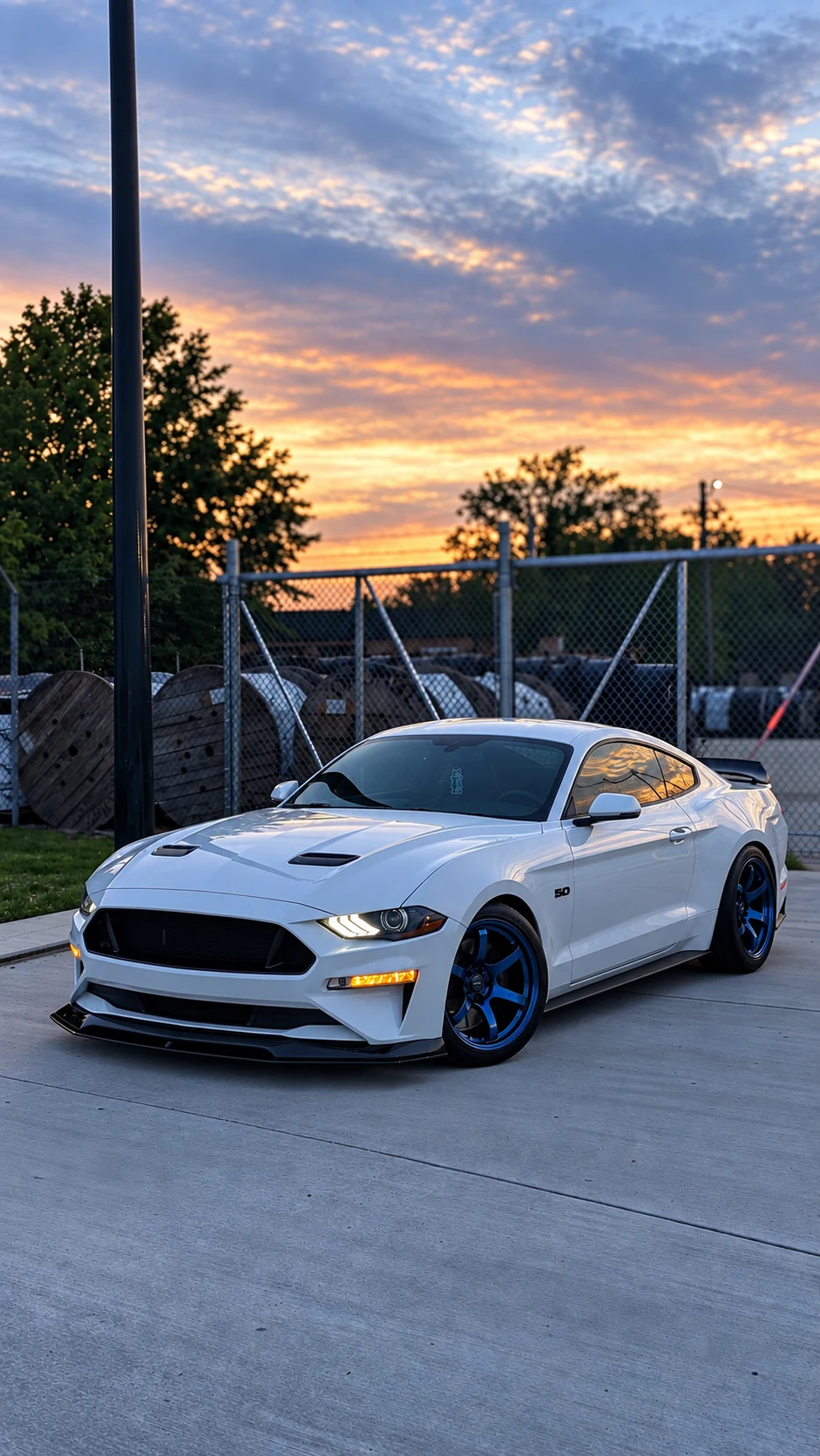 AI-generated view of a 2018 Ford Mustang GT PP1 with Rays Gram Lights 57DR wheels