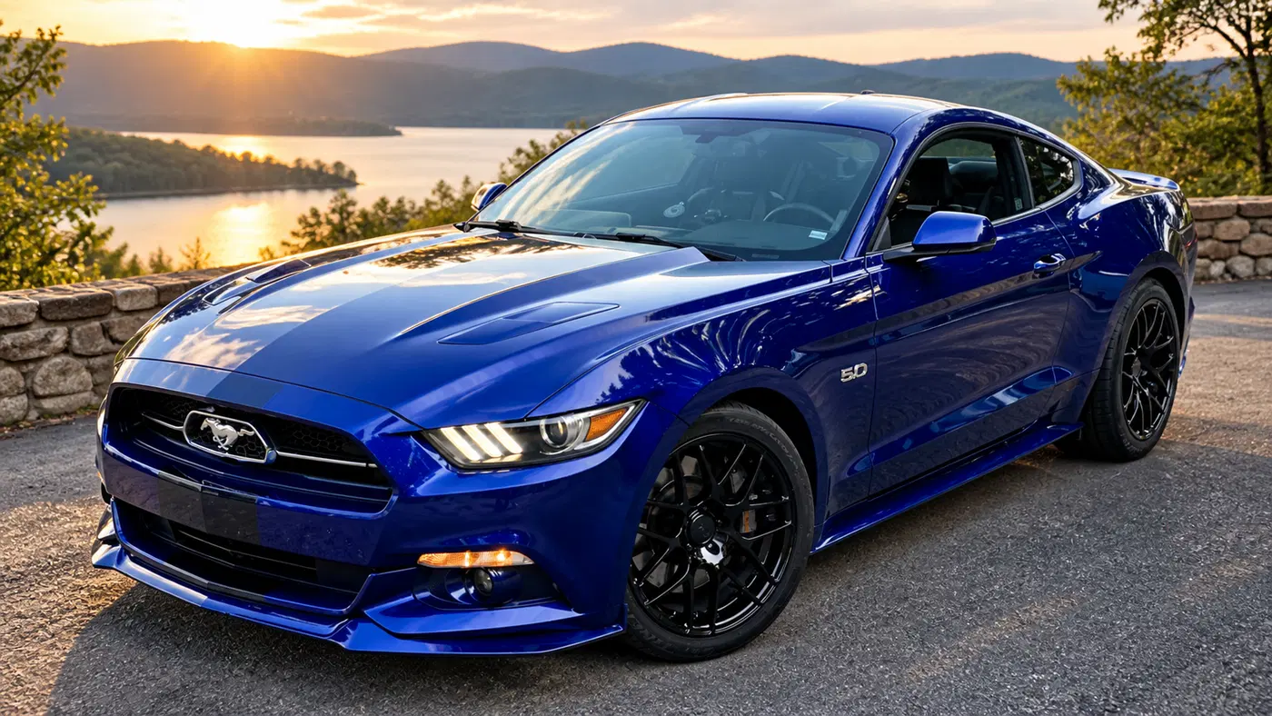 AI-generated view of a 2015 Ford Mustang GT 50th Anniversary with AMR N/A wheels