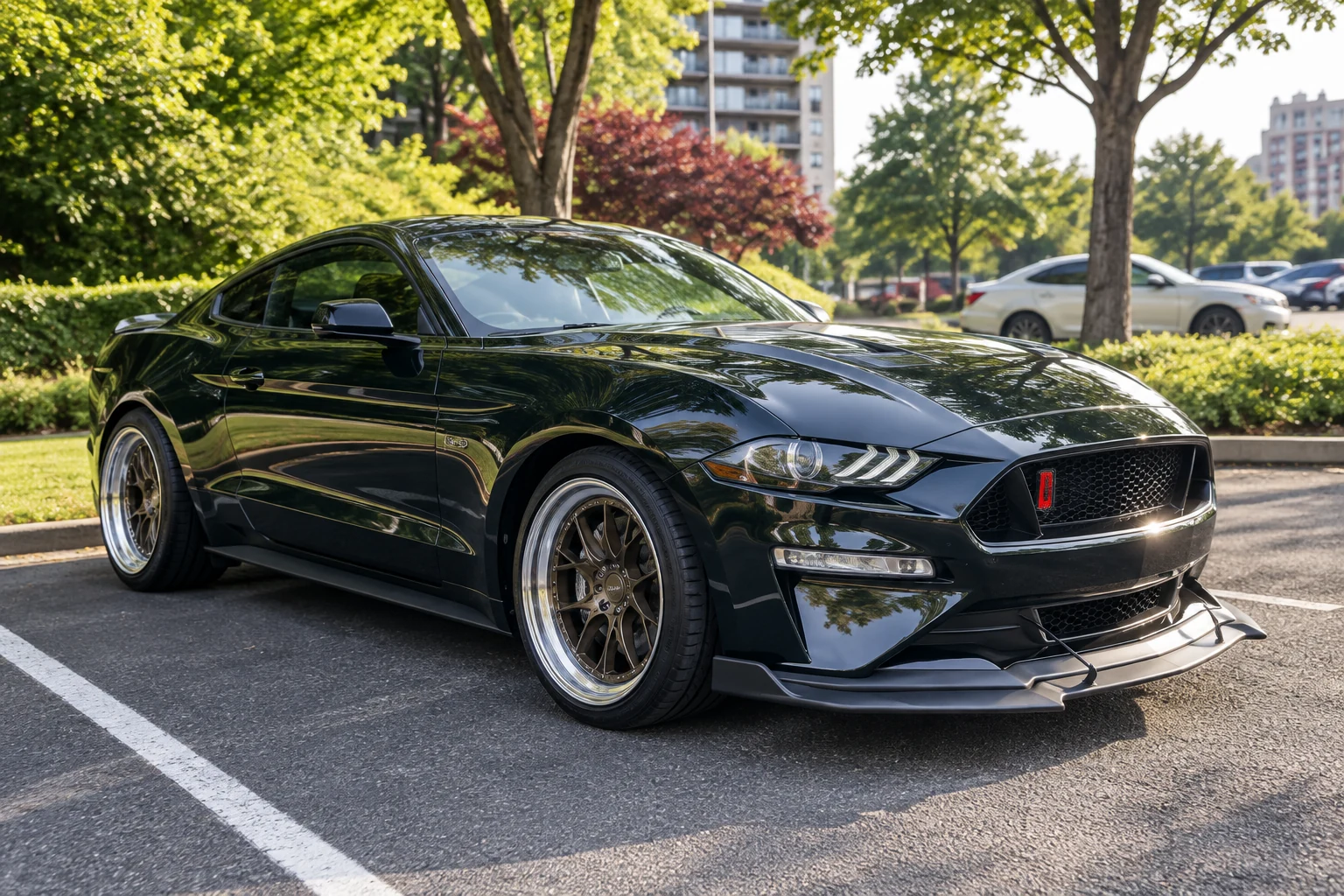 AI-generated view of a 2022 Ford Mustang GT with Aodhan DS08 wheels