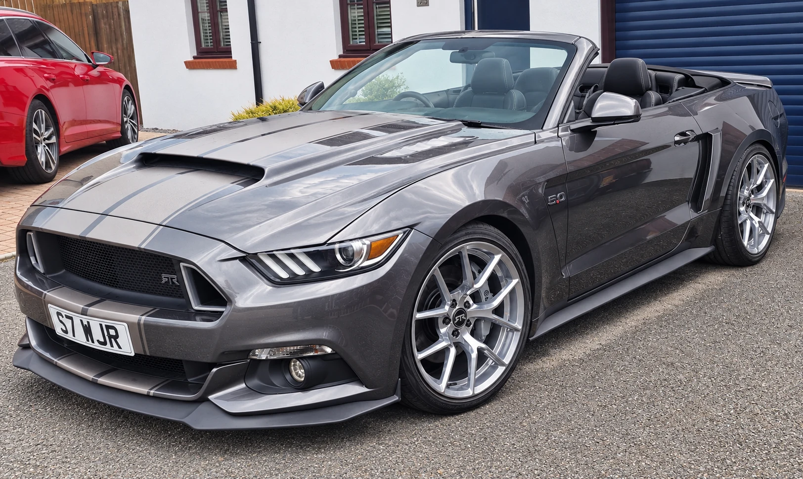 AI-generated view of a 2017 Ford Mustang GT with RTR Tech 5 wheels