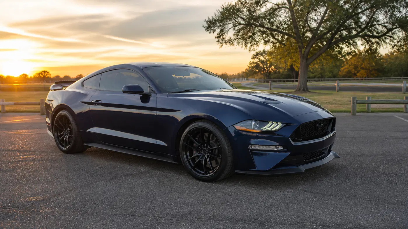 AI-generated view of a 2020 Ford Mustang GT PP1 with Velgen VF5 wheels